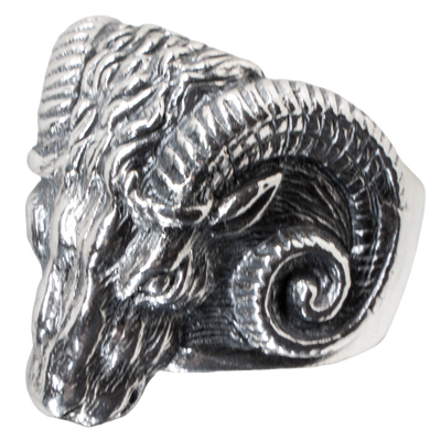 Ram Head Skull Ring .925 sterling silver