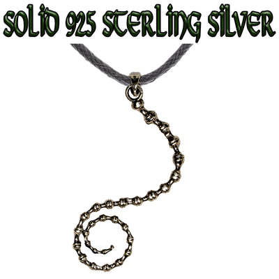 925 solid sterling silver rat tail pendant supplied on a black cord, or choose from one of our silver chains