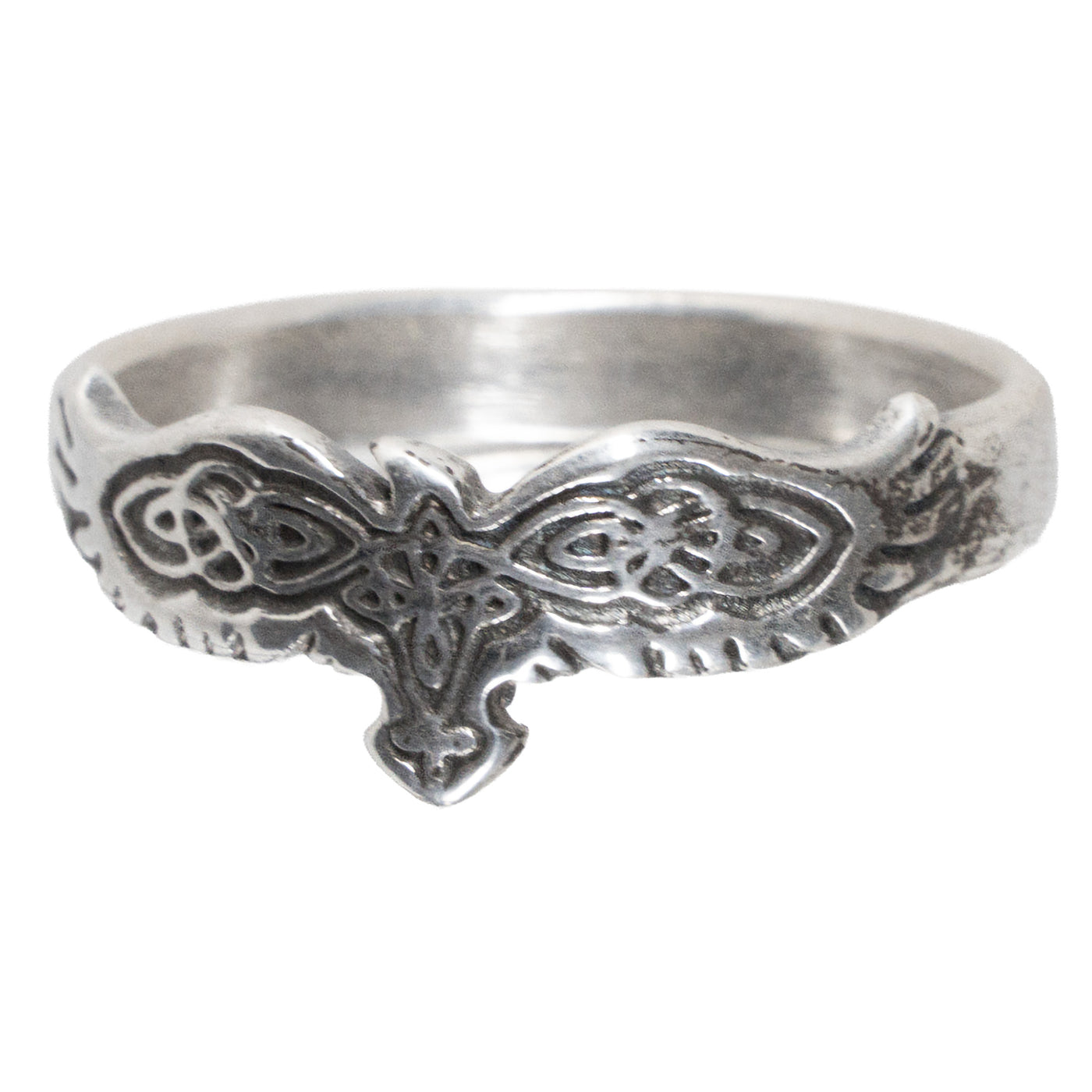 Celtic raven ring made from 925 sterling silver. A great ring with celtic knotwork throughout the wings and body. Subtle ring, looks lovely on.