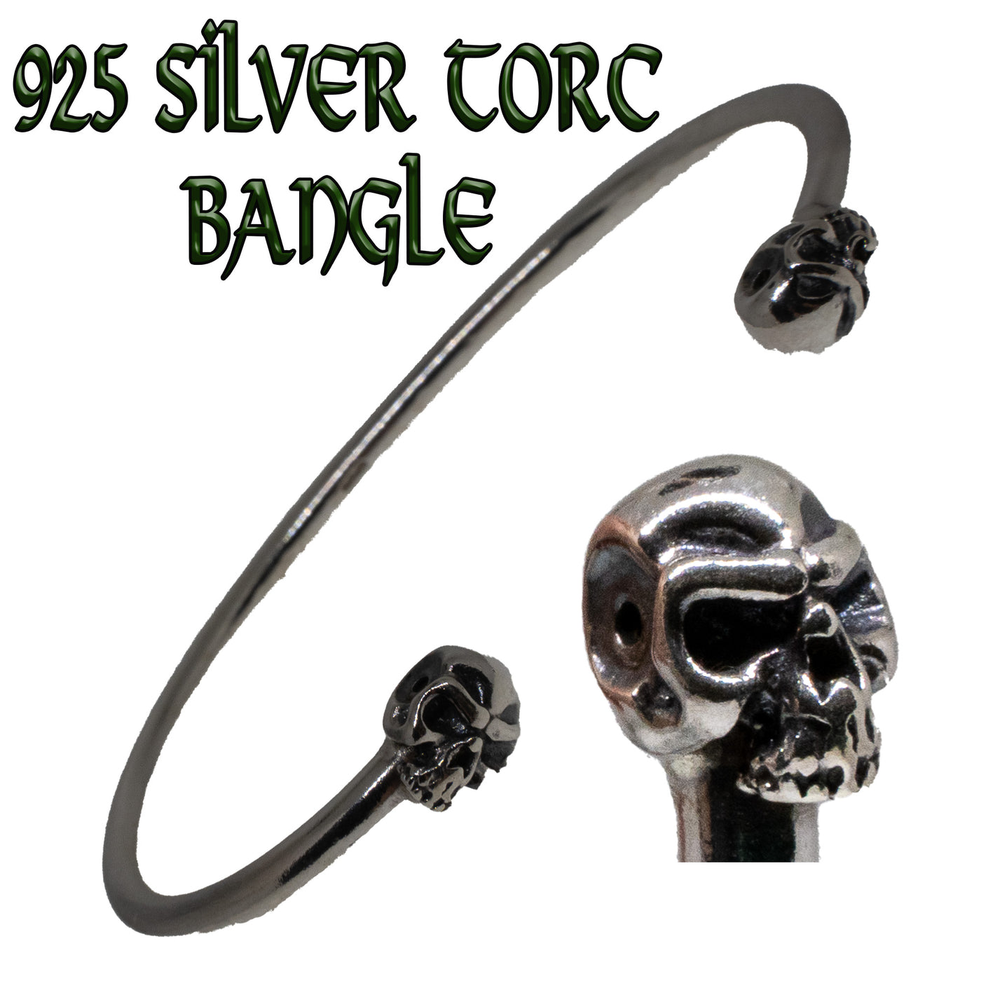 Skull Torc/Bangle - .925 sterling silver