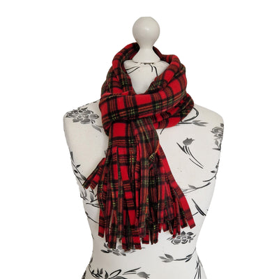 Royal Stewart red & black tartan design scarf handmade from anti pill polar fleece approx . 180 x 28cm
