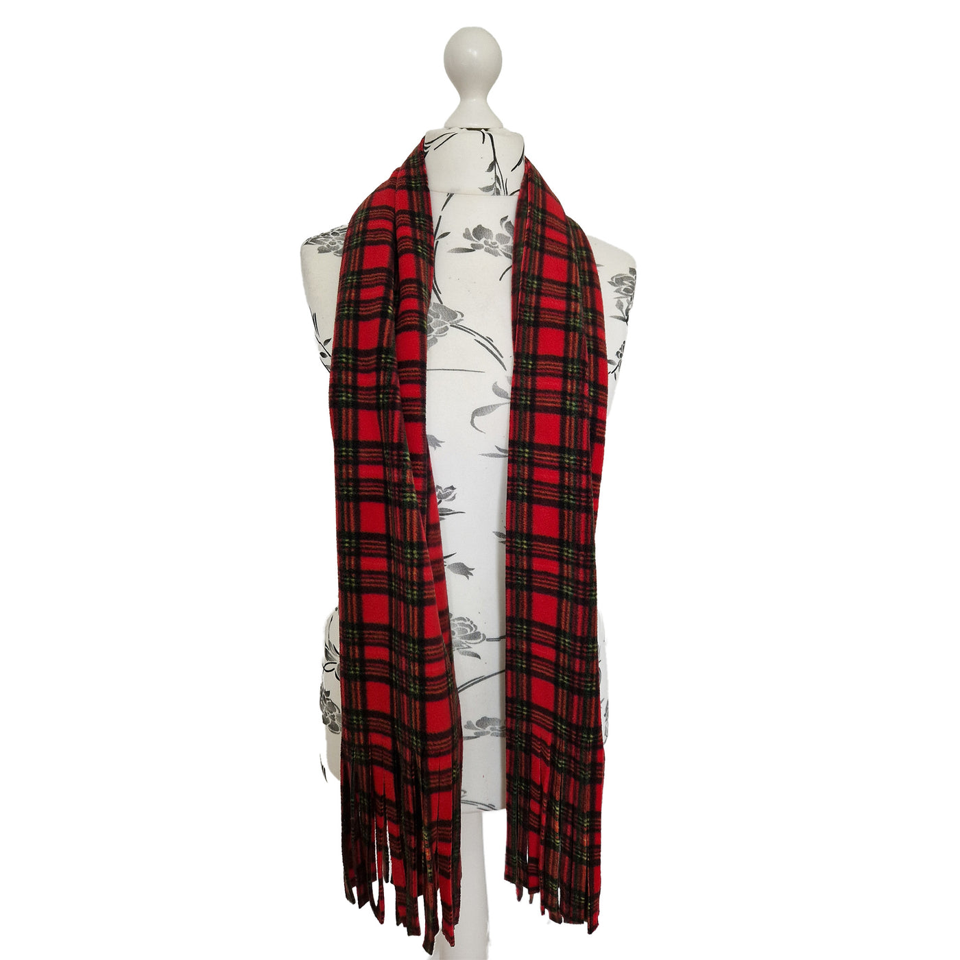 Royal Stewart red & black tartan design scarf handmade from anti pill polar fleece approx . 180 x 28cm
