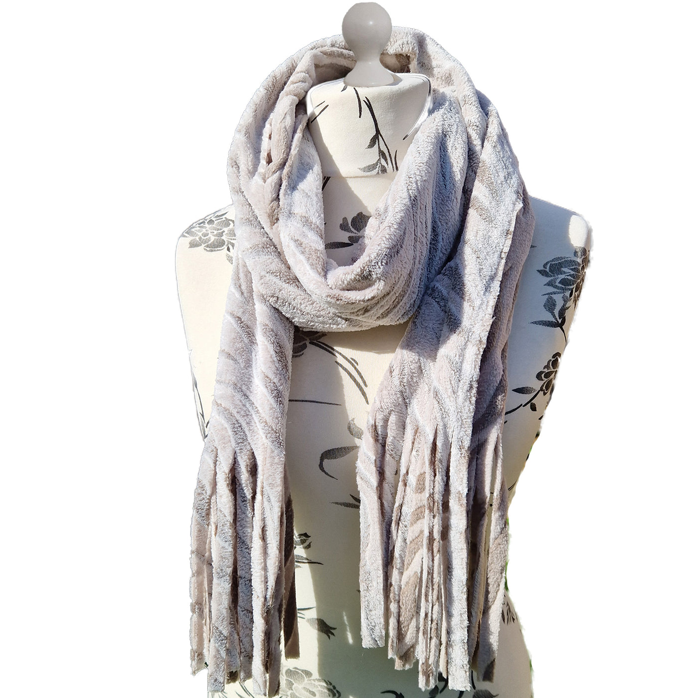 Snow Tiger Fleece Scarves - Grey