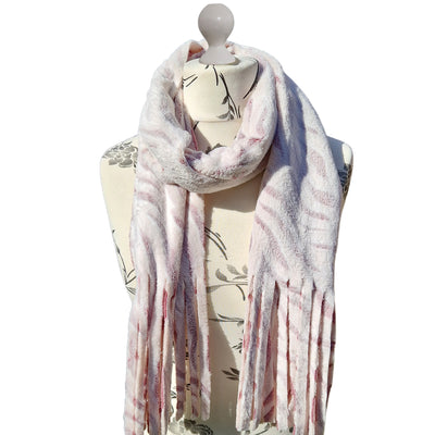 Snow Tiger Fleece Scarves - Pink