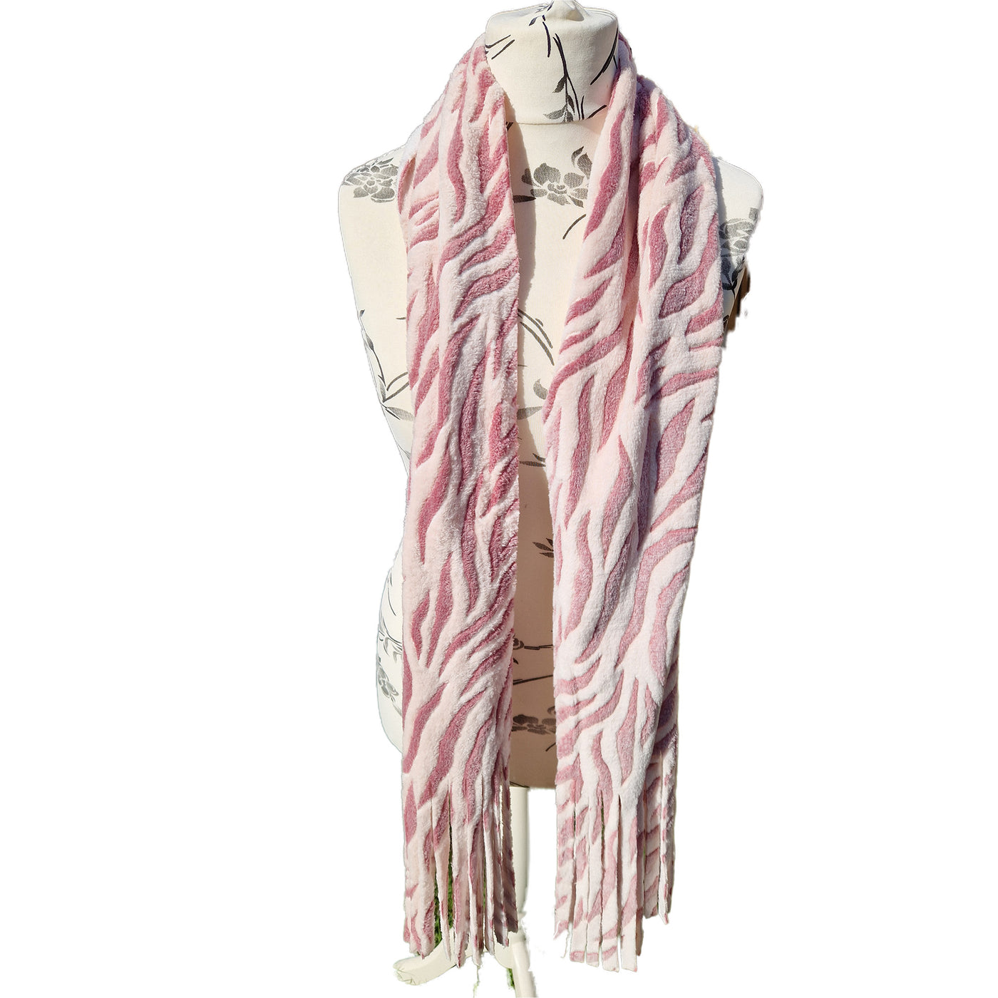 Snow Tiger Fleece Scarves - Pink