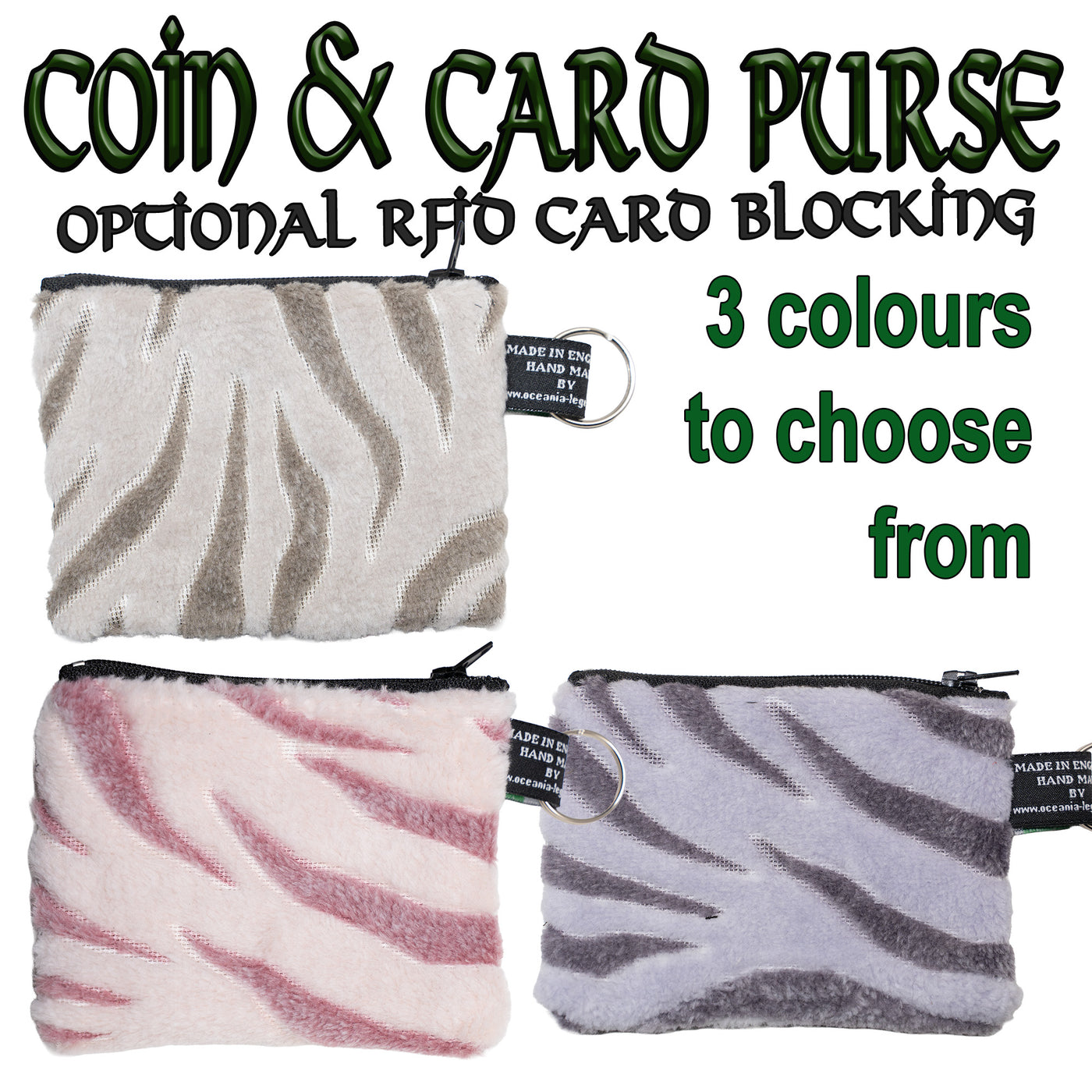 Snow Tiger Fleece Coin & Card Purse