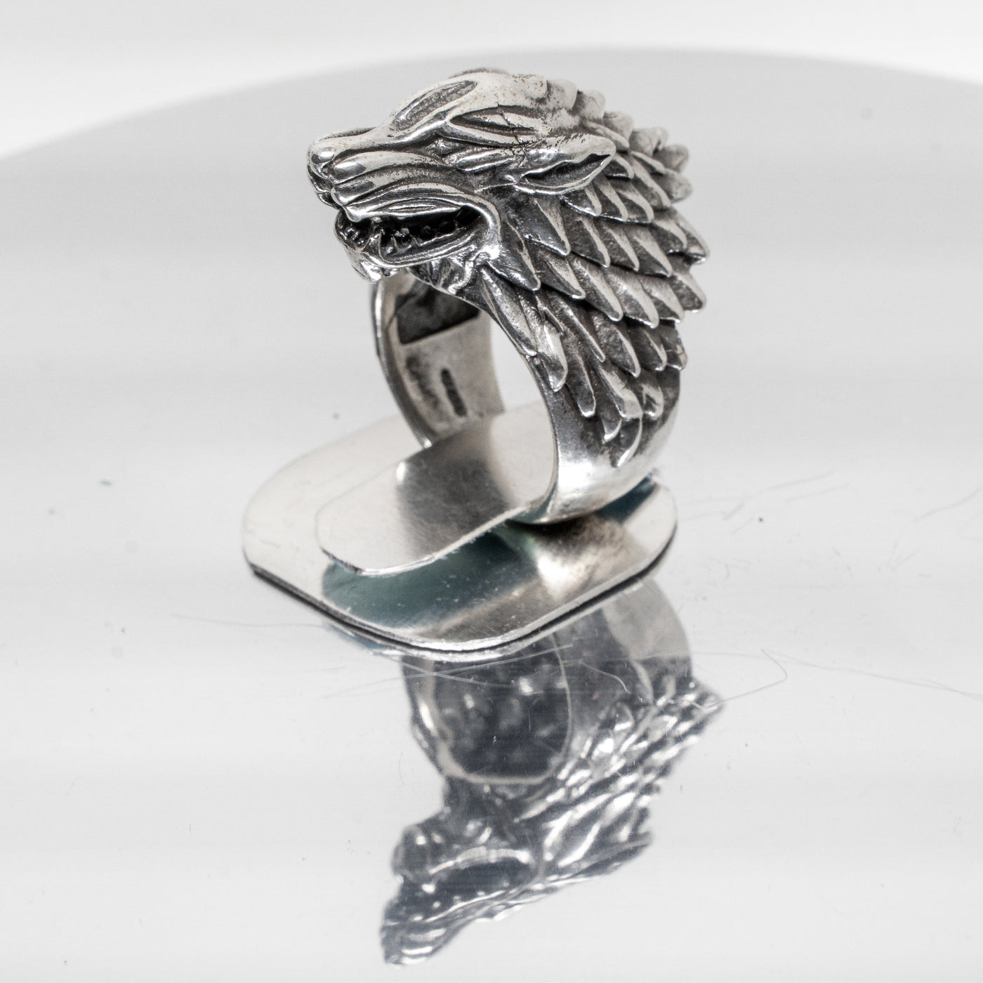 Wolf Head Ring ~ 925 Sterling Silver (Size guide in Description)