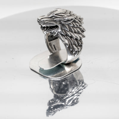 Wolf Head Ring ~ 925 Sterling Silver (Size guide in Description)