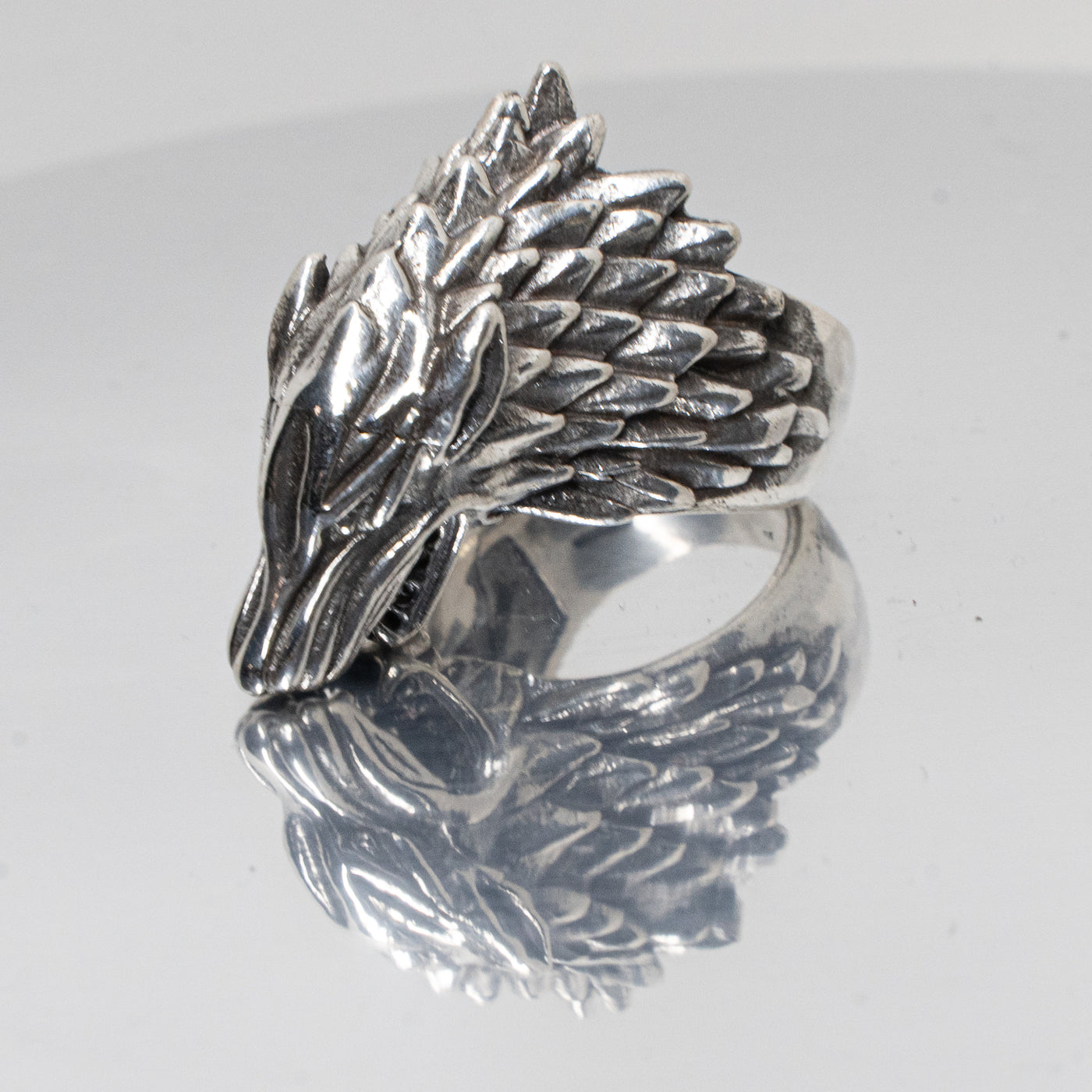 Wolf Head Ring ~ 925 Sterling Silver (Size guide in Description)