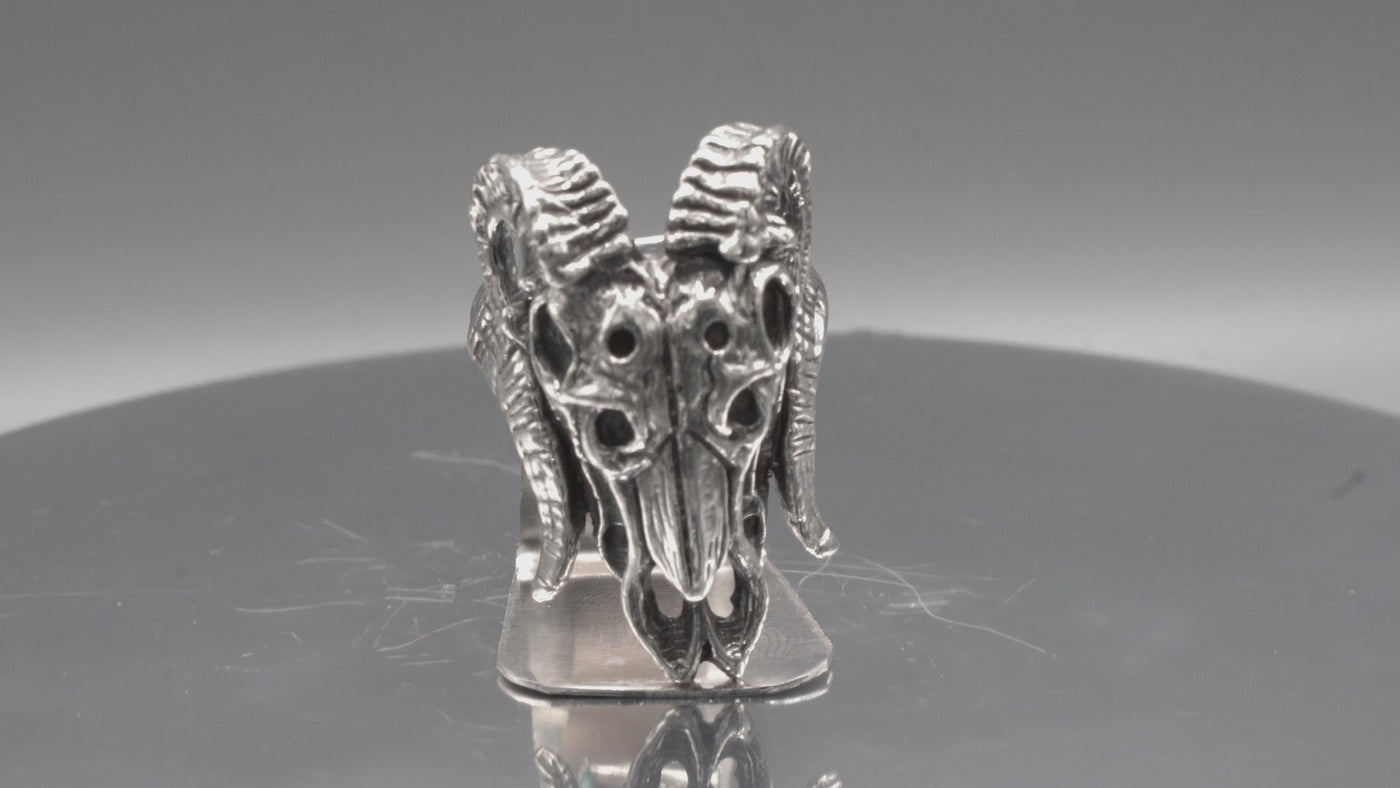 Voodoo Ram Skull Ring 925 sterling silver