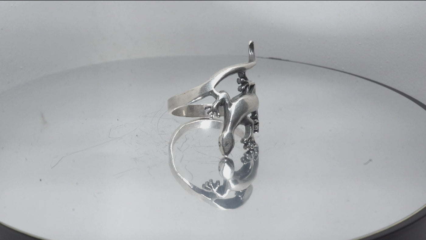 Gecko 925 sterling silver ring