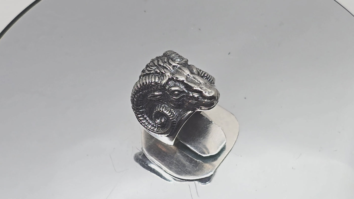 Ram Head Skull Ring .925 sterling silver