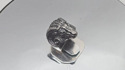Ram Head Skull Ring .925 sterling silver