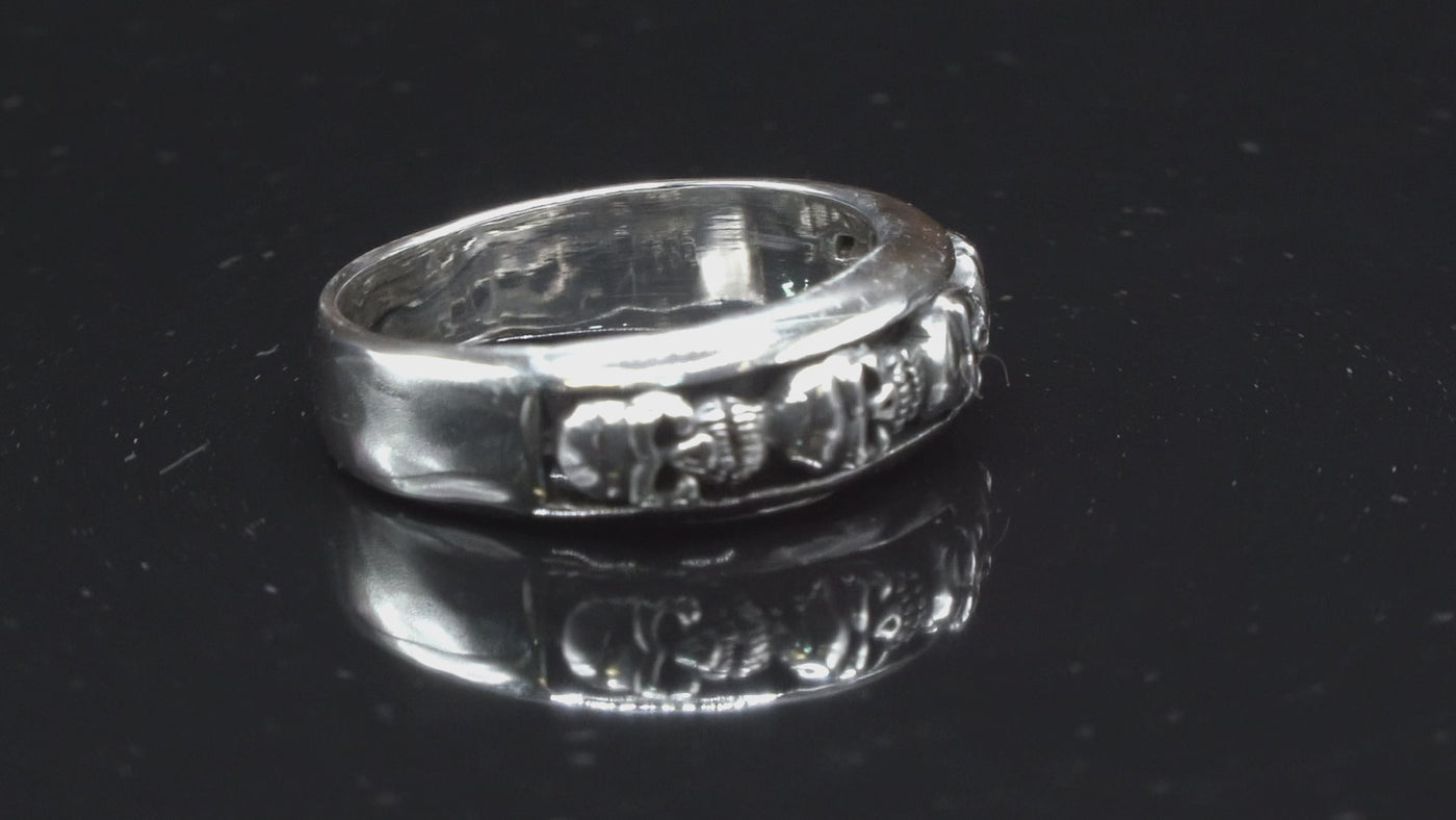 Skull Band Ring ~ 925 Sterling Silver (Size guide in Description)