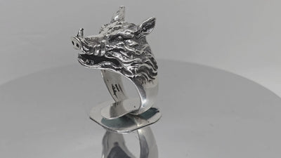 Wild Boar Ring ~ 925 Sterling Silver (Size guide in Description)