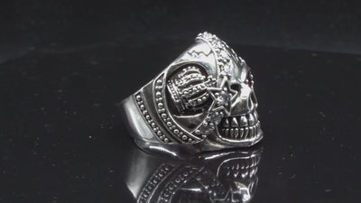Pirate Skull King Ring.925 Sterling Silver & Cubic Zirconia