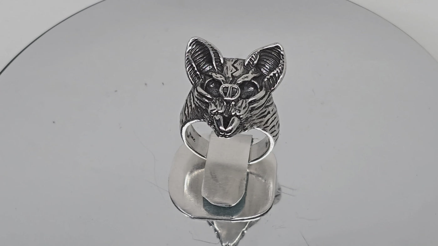Bat Head Ring ~ 925 Sterling Silver