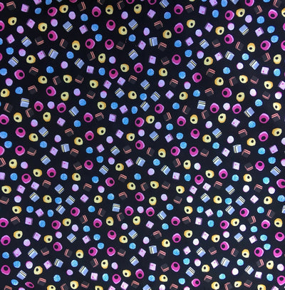 Liquorice All Sorts Sweets Craft Cotton 100% Cotton Fabric Ideal for Face Masks