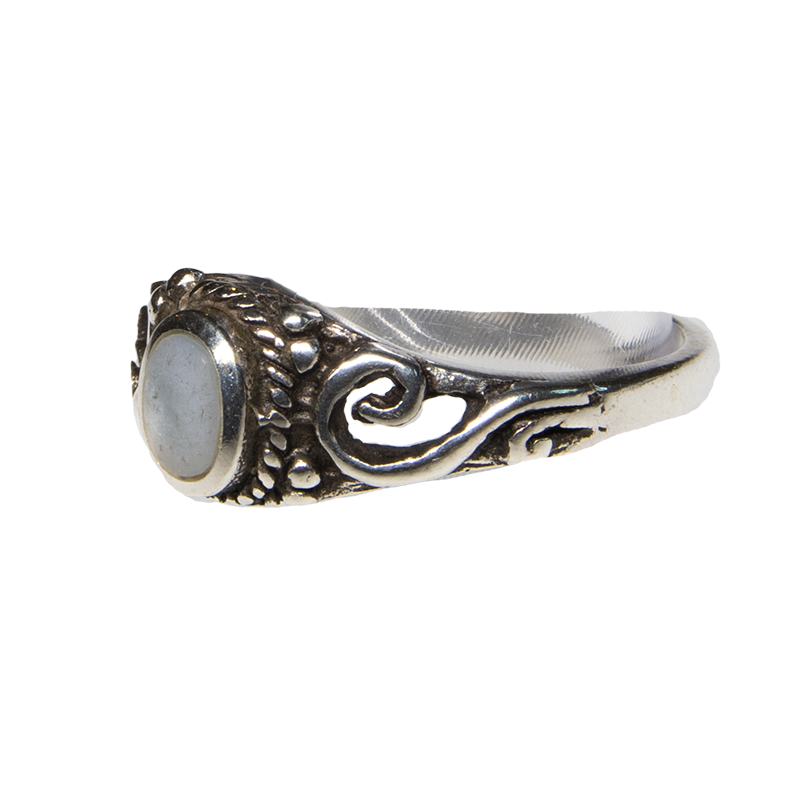 Mother of Pearl Natural Gemstone Bling Ring 925 silver Sizes M-P feeanddave
