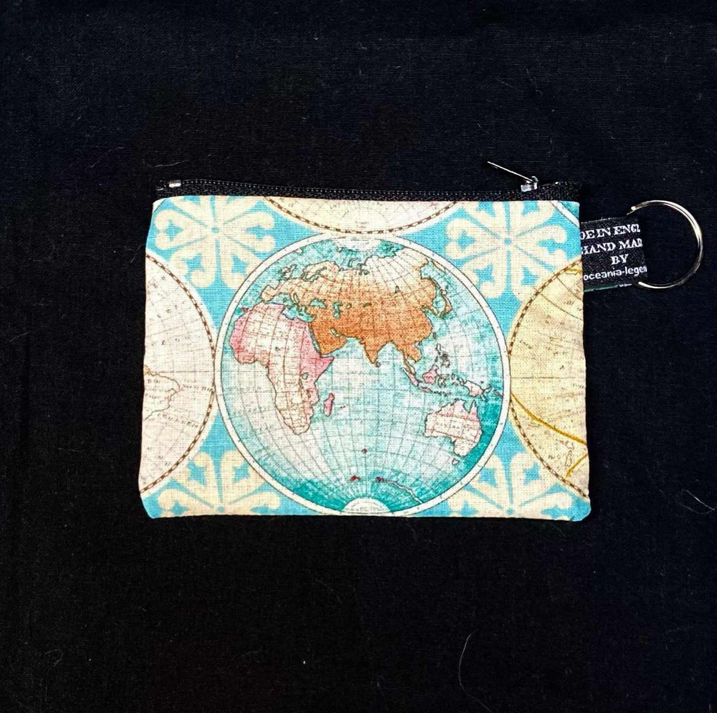 Globe World Atlas Nautical Map Handmade Coin Purse Cash Money Wallet Cotton