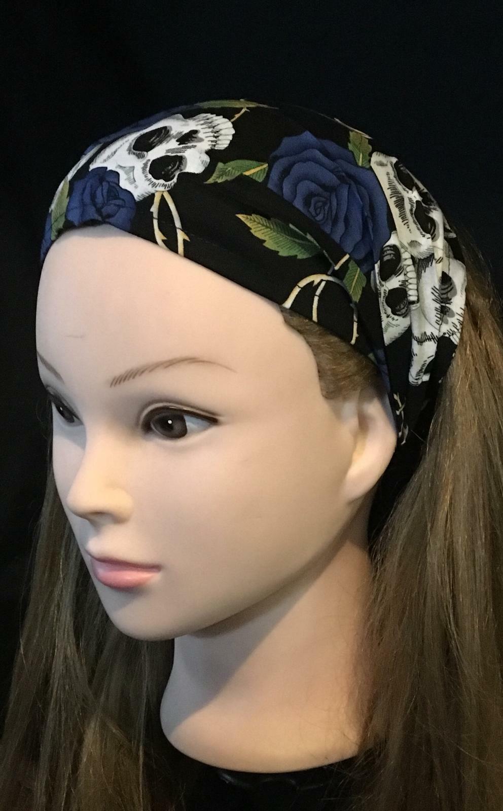 Day of the dead Skulls roses Bandana Hair Head Band Scarf Ladies Biker