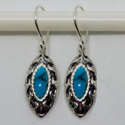 Turquoise Dropper earring 925 silver bead hook boho Ladies feeanddave