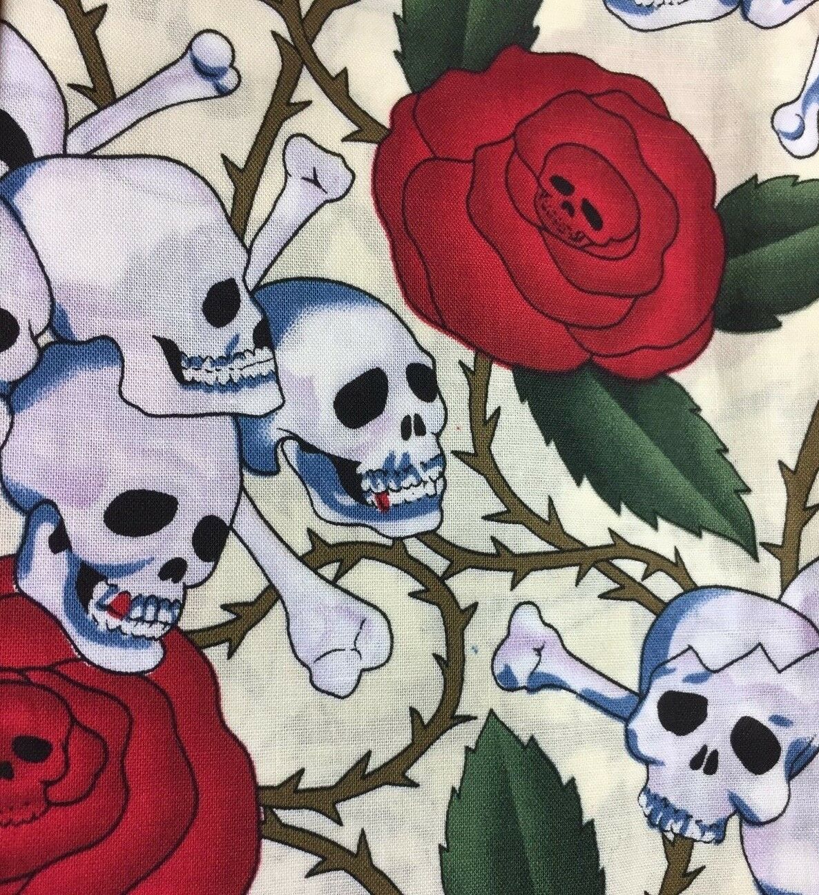Skull & Cross bones & red roses Square Bandana