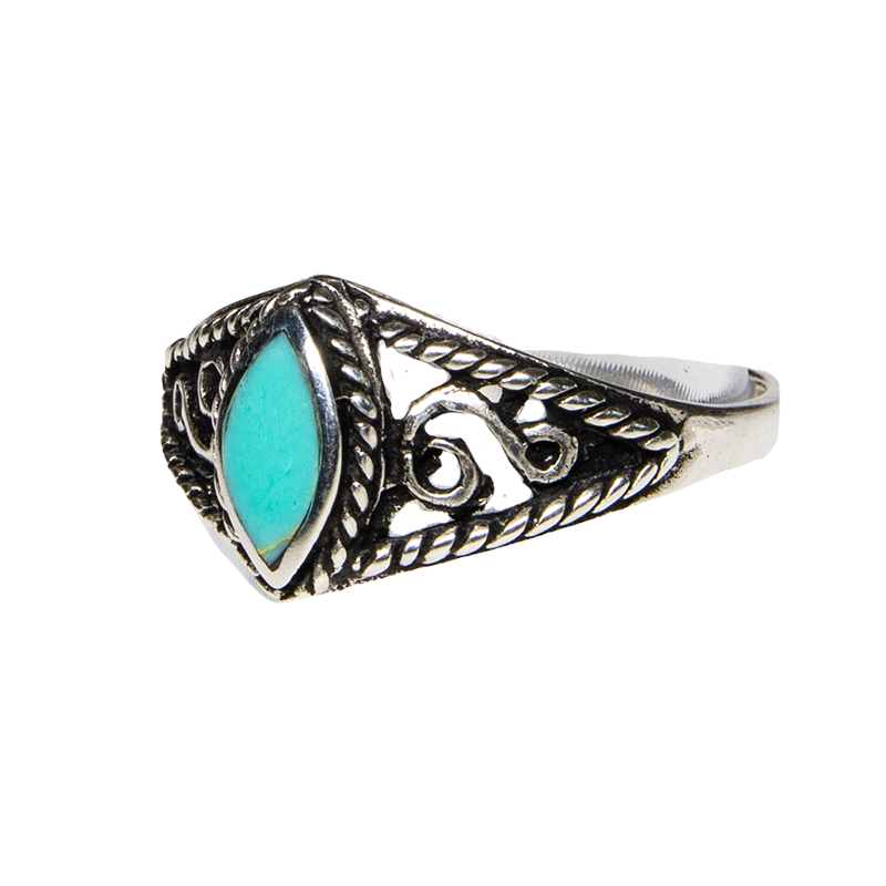 Turquoise Natural Gemstone Bling Ring 925 silver Sizes M-S feeanddave
