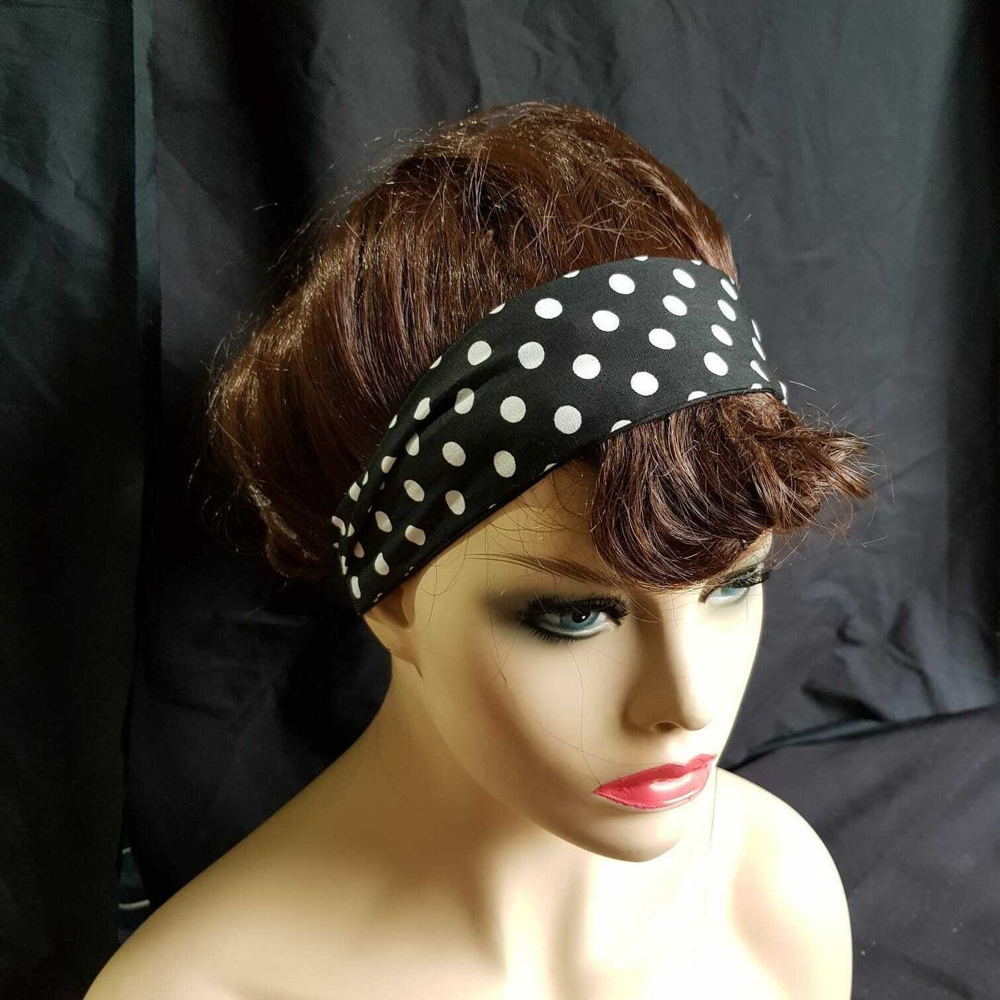Polka Dot Wired Headband Hair Band Rockabilly Retro Scarf Vintage Cotton Bendy