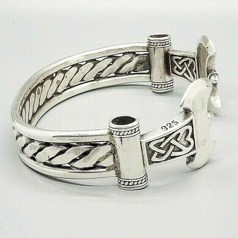 Viking Axe 925 silver bangle torc celtic oath arm ring norse Thor Odin medieval