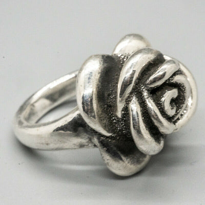 3D Rose Shaped Flower Ring - Small - .925 sterling silver