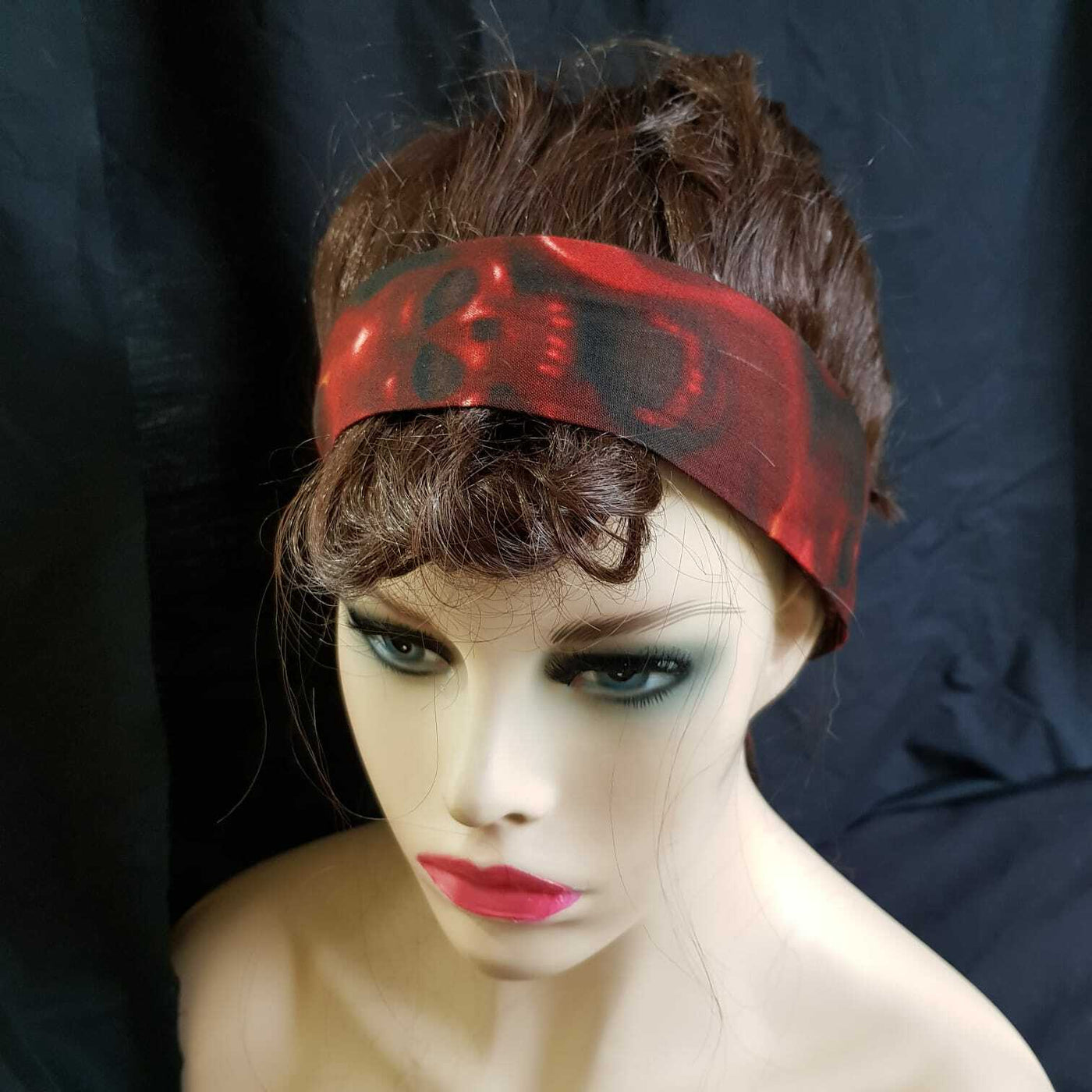 Flaming Flame Skull Wired Bandana Headband Hair Band Retro Scarf Vintage