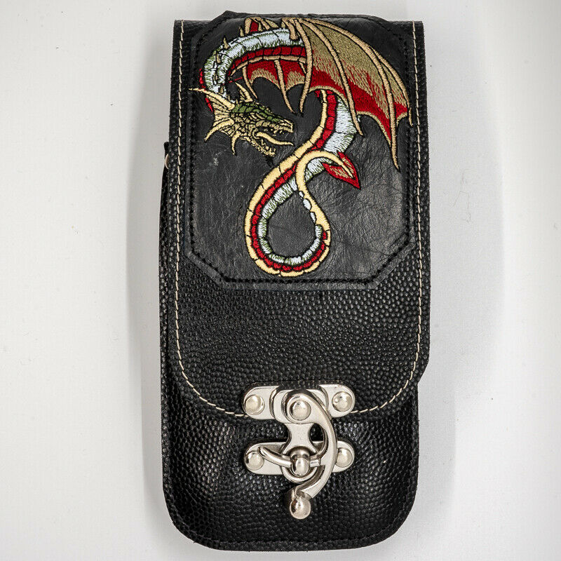 Leather Dragon Mobile Cell Phone Pouch Belt Loop Wallet Holster Celtic Biker