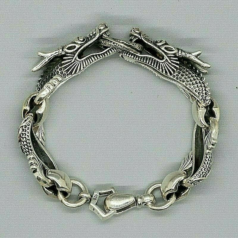 Chinese Dragon Link Bracelet -  .925 sterling silver