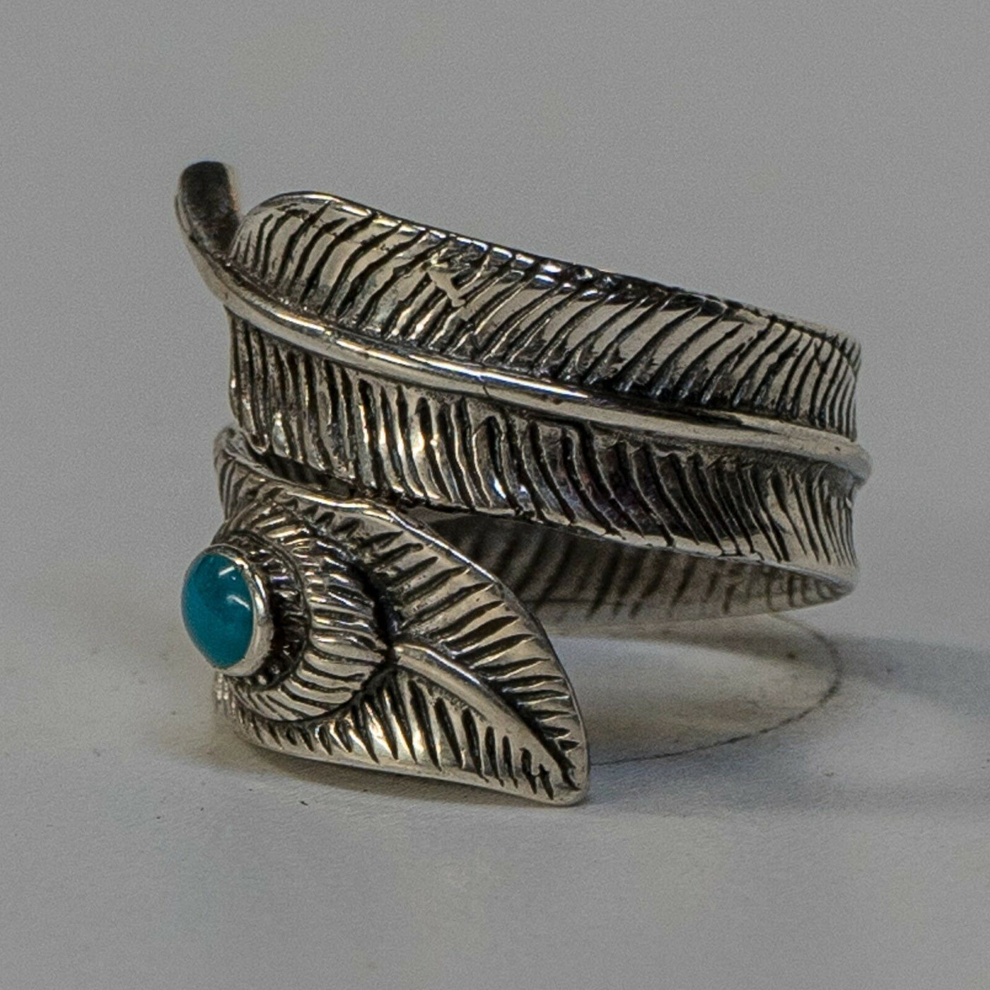 Native American Feather Turquoise Ring .925 silver Metal Biker Gothic feeanddave