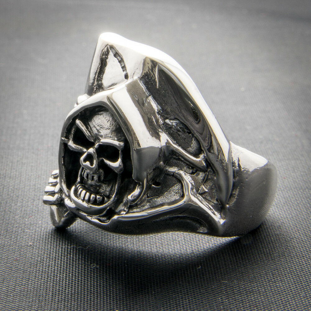 Grim Reaper Heavy Hoody .925 solid sterling silver Metal Biker Gothic