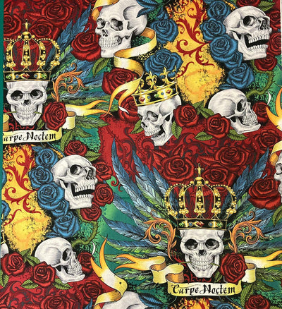 Carpe Noctem Skull King Bandana - Alexander Henry - 100% Cotton Fabric