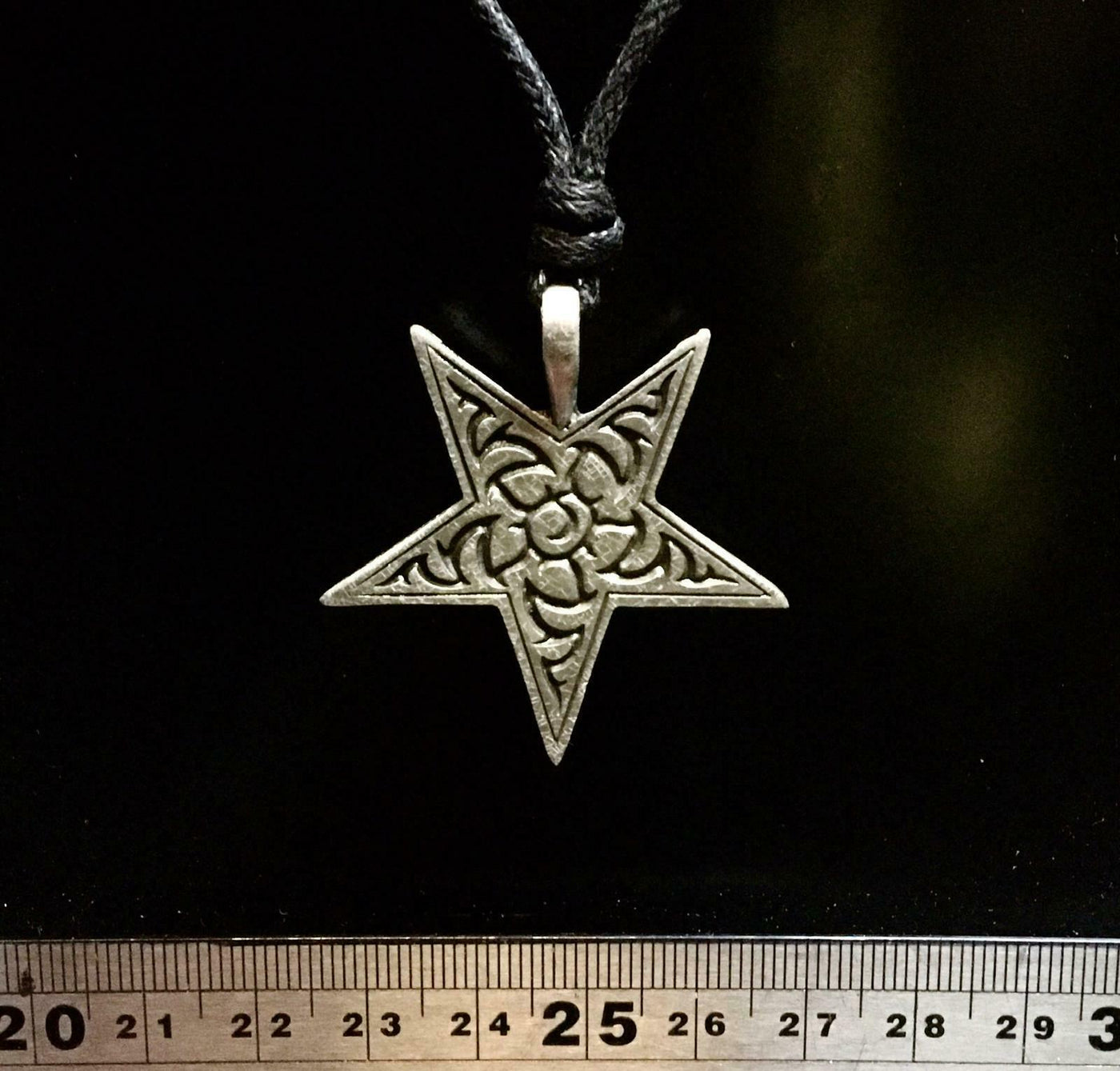 Tribal Star Pentagram Pewter Bronze Pendant Adjustable Cord Necklace Biker
