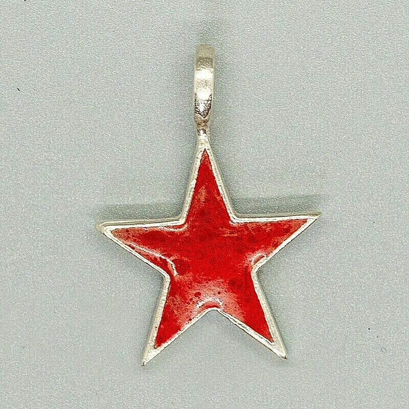 Star Pendant 925 silver and enamel Biker Communist Che Guevara Pentagram