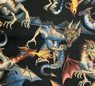 Fire Breathing Dragon Print - Alexander Henry - 100% Cotton Fabric