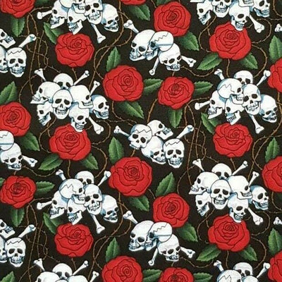 Skull & Crossbones with Red Roses Bandana