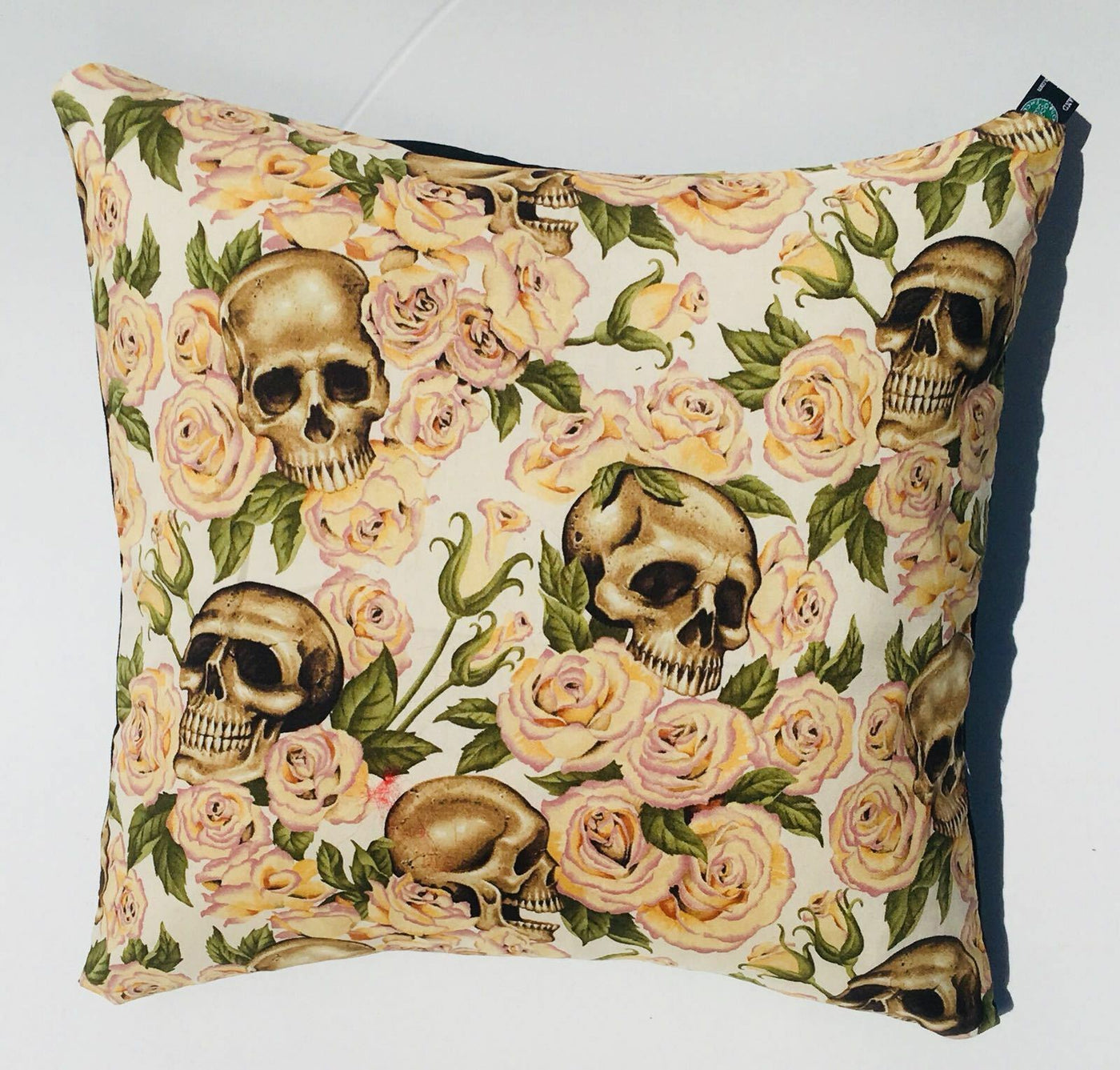 Skull & Ivory Roses Cushion Cover Sofa Decorative Trendy Case to fit 18 x 18