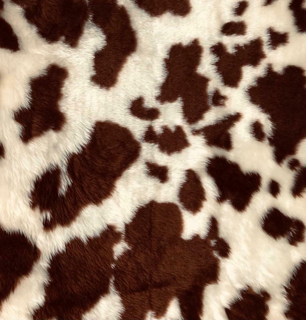 Brown/Cream Cow Faux Fur Fabric  - 150cm wide (60")