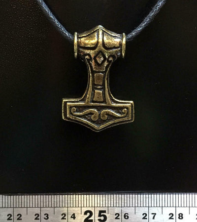 Thors Hammer Pewter Bronze Pendant Necklace Viking Odin Thor Mjolnir Biker