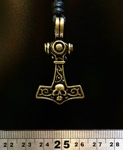 Thors Hammer Pewter Bronze Pendant Mjolnir Odin Viking Adjustable Necklace