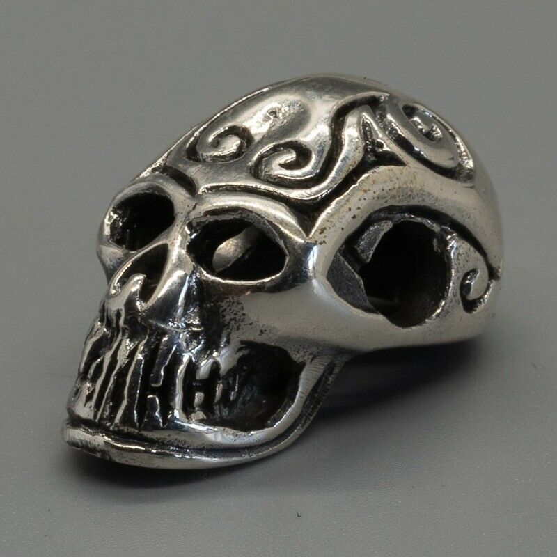 Skull 3D 925 silver Pendant Tattoo Biker Pagan celtic viking nordic norse