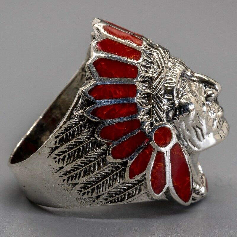 Native American Indian Chief Exeter Chiefs Rugby 925 silver Ring Size T-Z5