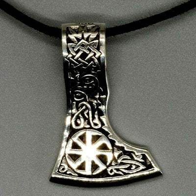 Kolovrat Viking Axe Head Pendant 925 silver Nordic Celtic Valknut Slavik Russian