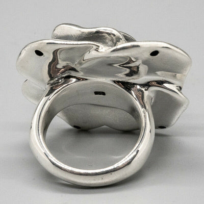 3D Rose Shaped Flower Ring - Large - .925 sterling silver