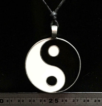 Yin Yang Spiritual Taoism Pewter Enamelled Pendant Celtic Pagan Necklace